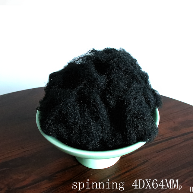 4Dx64MM Black Recycled Polyester Staple Spinning Fiber