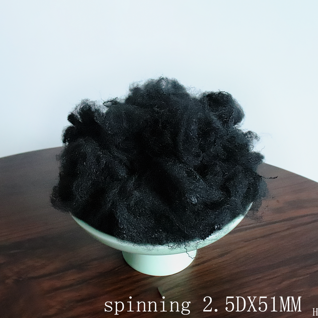 2.5Dx51MM Black Color Recycled Polyester Staple Spinning Fiber