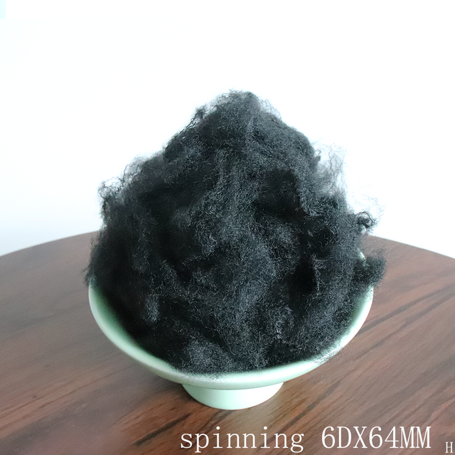 6Dx64MM Black Recycled Polyester Spinning Fiber for Fabric